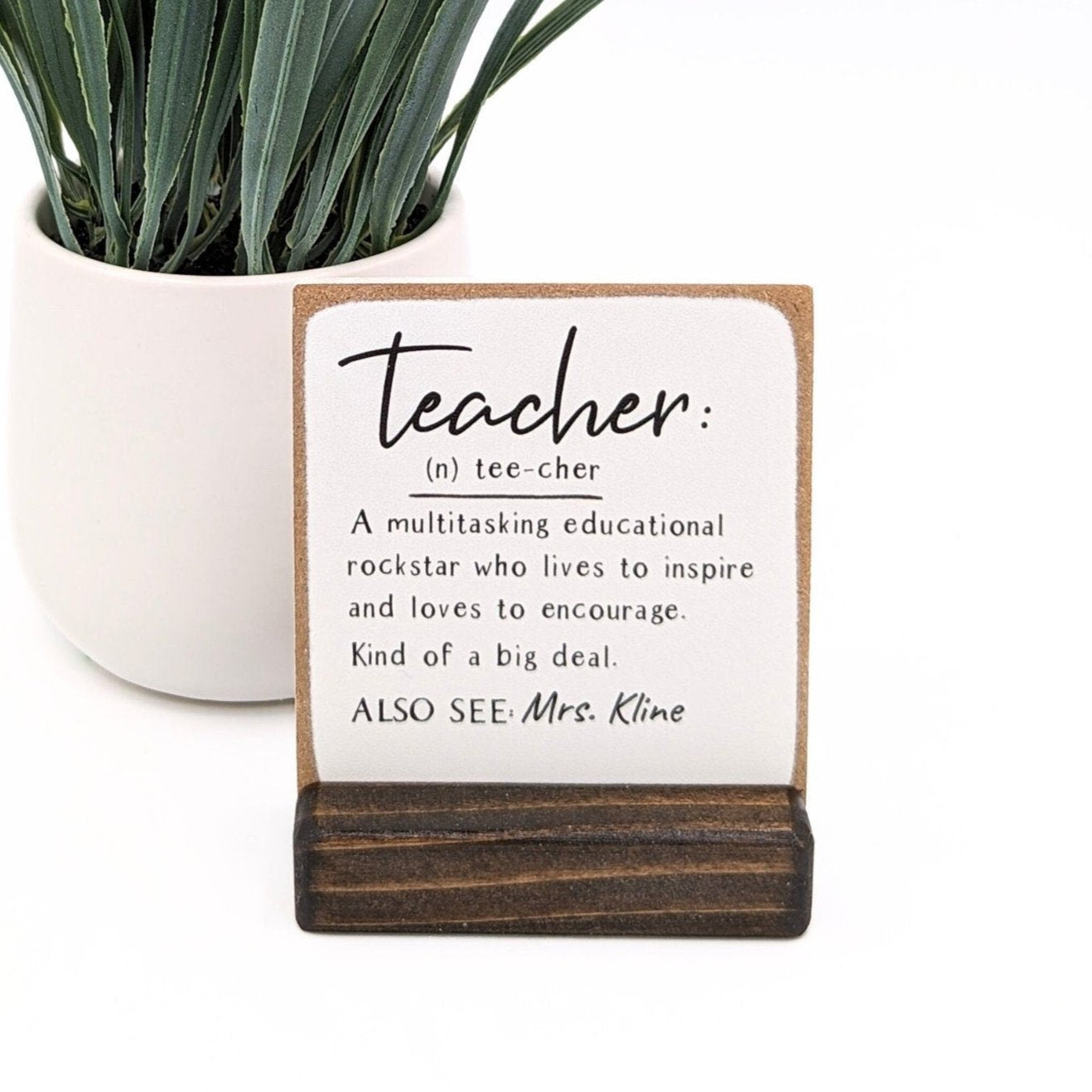 Teacher gift, teacher definition sign, educational rockstar, teacher card, wood card, message in a box, desk decor sign