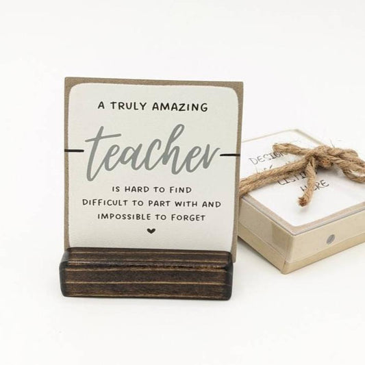 An amazing teacher is hard to find, script font, thank you gift, teacher card, teacher gift, message in a box, personalized gift