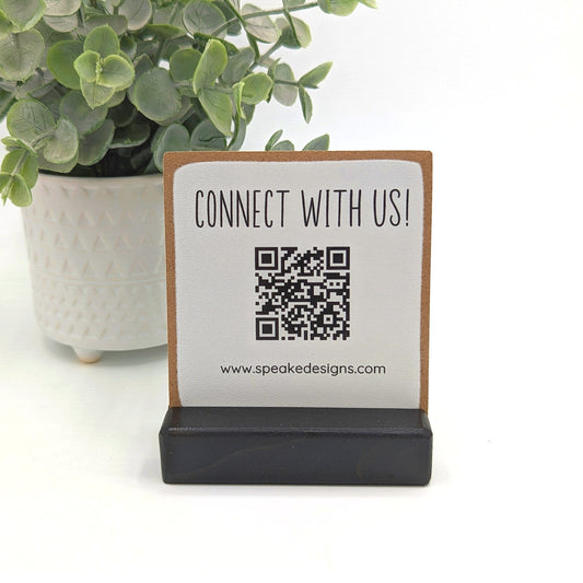 Mini QR Code Display Sign with cute font | Social Media QR Code | Tip QR | leave a review | instagram | menu | appointment booking | air bnb