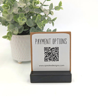 Mini QR Code Display Sign with cute font | Social Media QR Code | Tip QR | leave a review | instagram | menu | appointment booking | air bnb