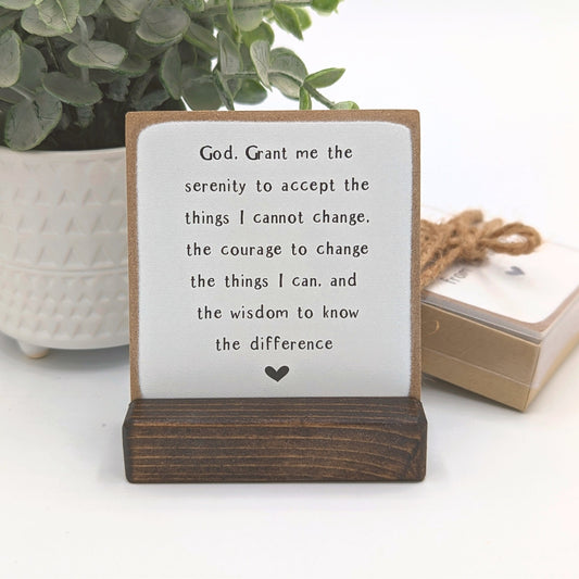 Serenity prayer, Serenity prayer gift for him, sobriety gift, aa sponsor gift, recovery gift, mental health gifts, mini sign