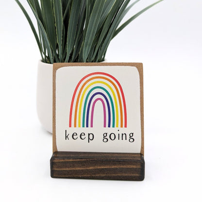 Keep going, encouragement gift, encouragement card, personalized gift, mini sign, desk decor, motivational quote