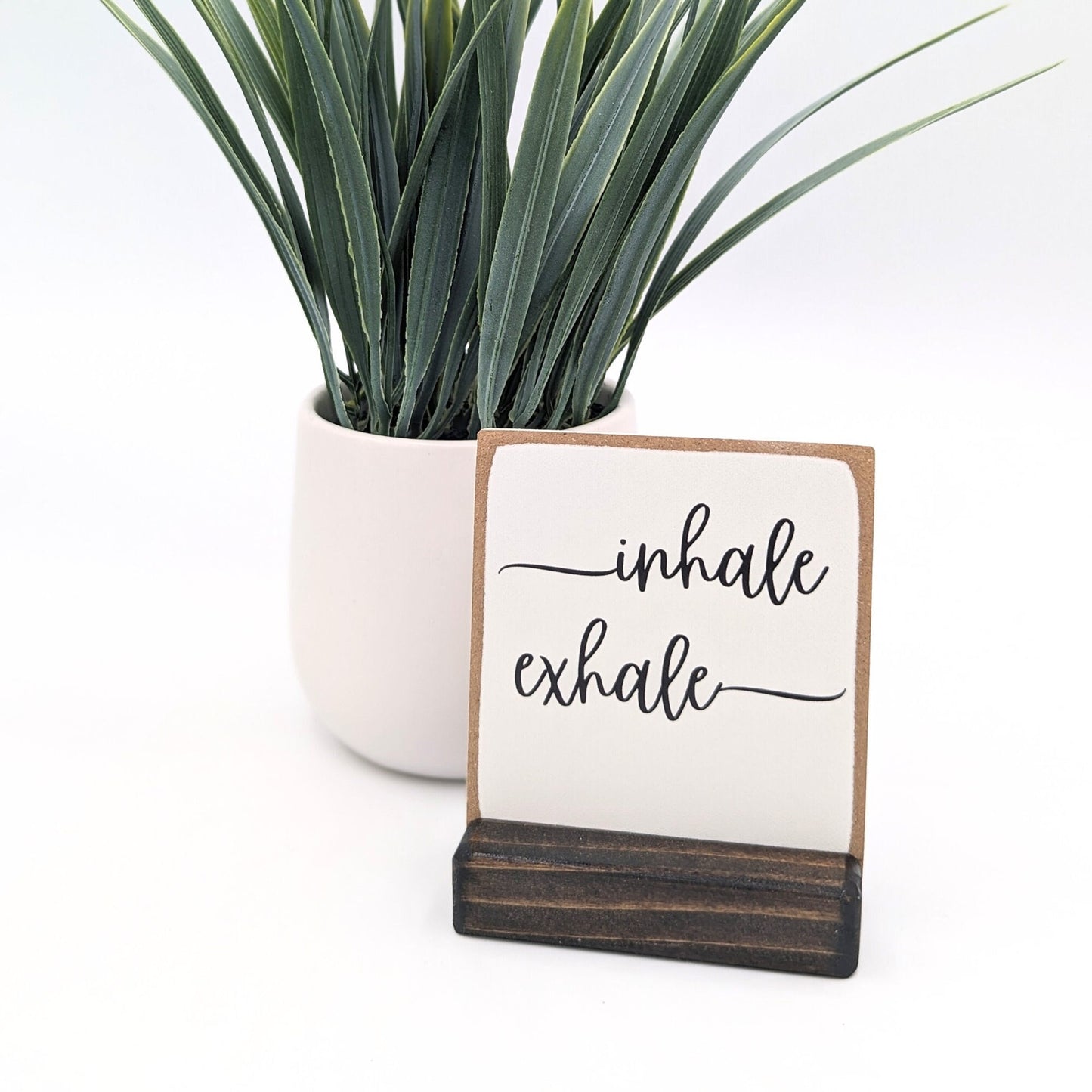 inhale exhale mini sign, mindfulness gift, breathe, desk decor, personalized gift