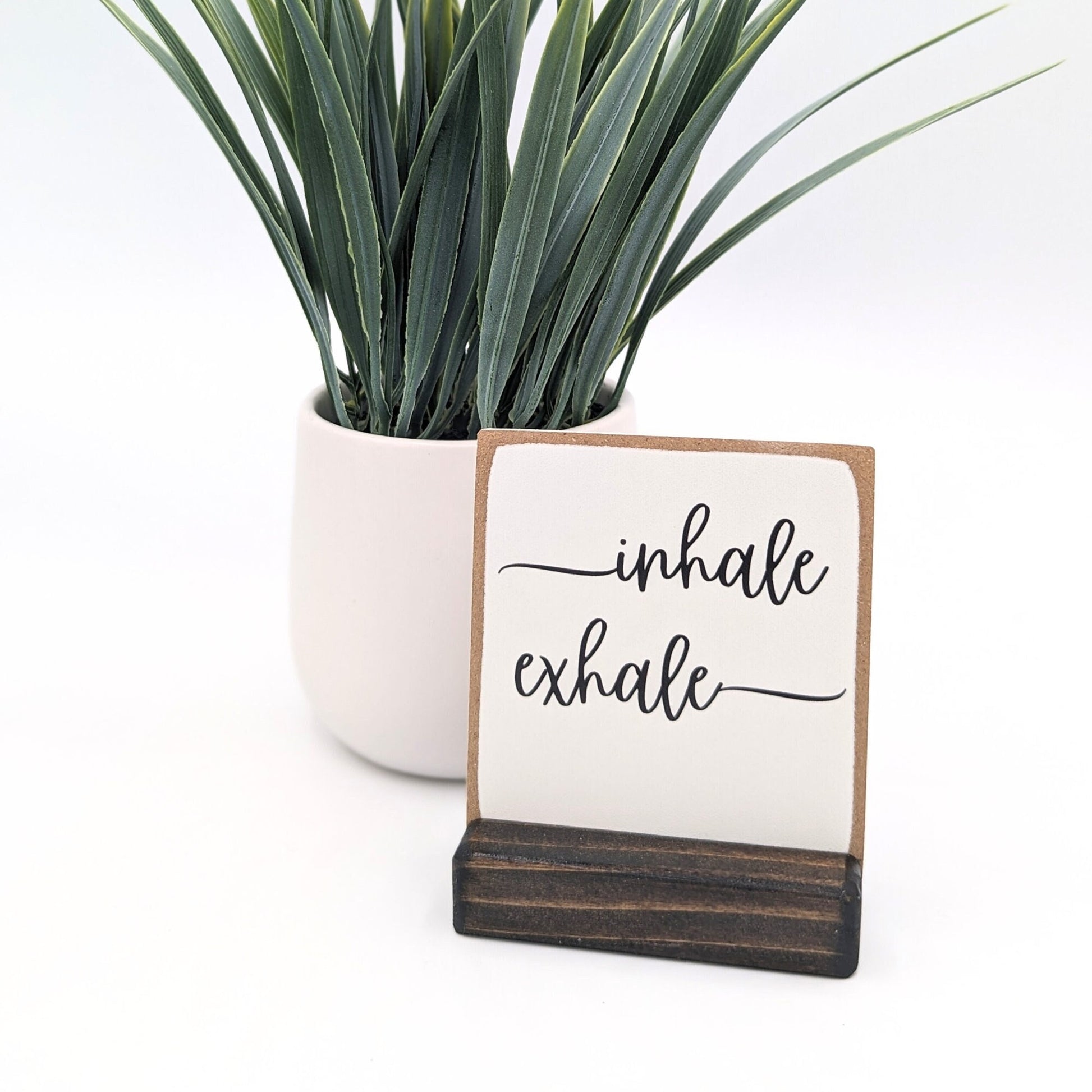 inhale exhale mini sign, mindfulness gift, breathe, desk decor, personalized gift