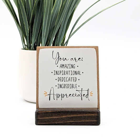 you are appreciated | employee appreciation gift | thank you gift | appreciation gift | desk decor | desk sign