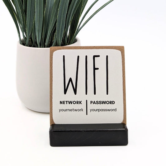 WiFi Password Sign, Personalized Wifi Network Sign for Guests, Custom mini Sign for Airbnb, VRBO, Vacation Rental