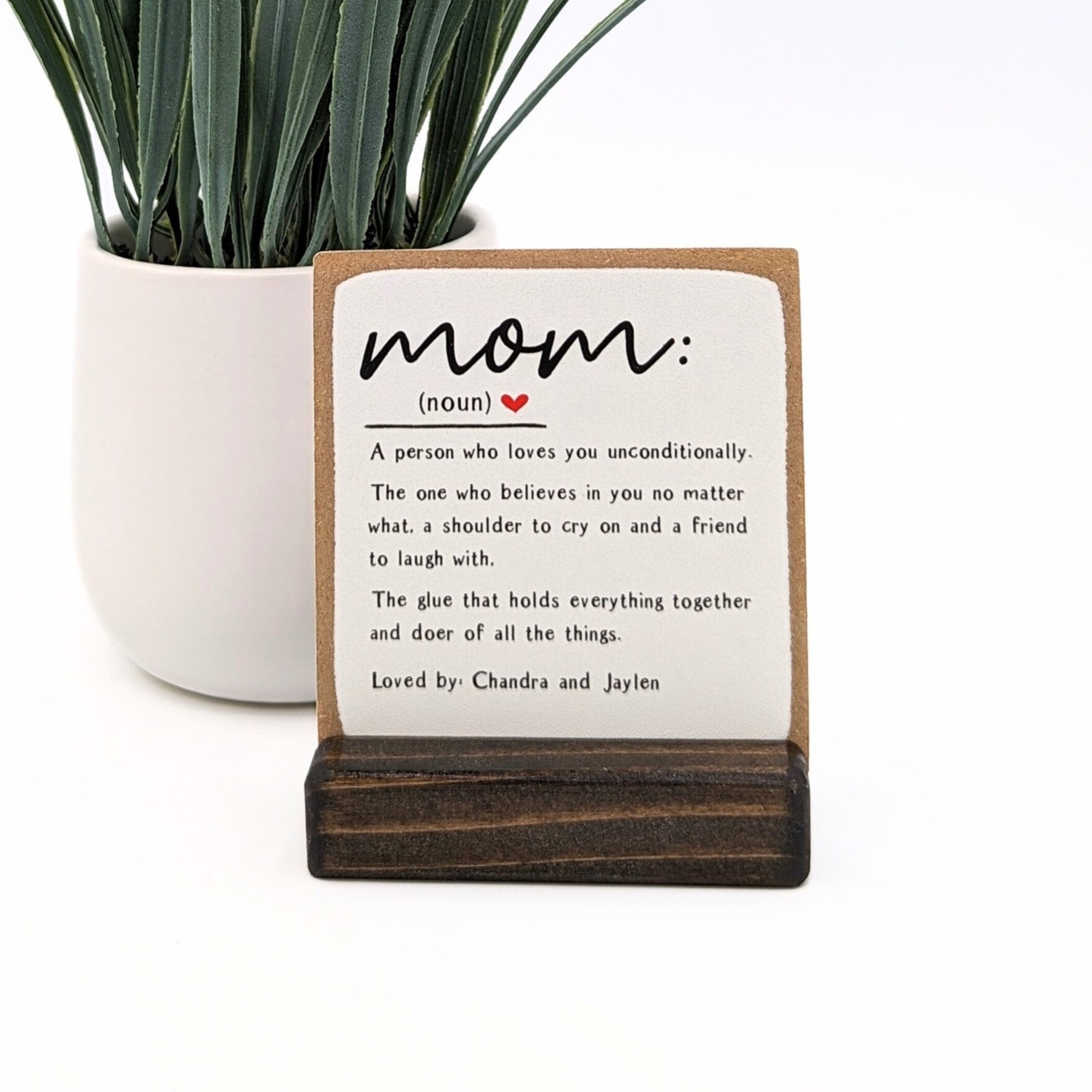 Mom definition sign, personalized gift for mom, message in a box